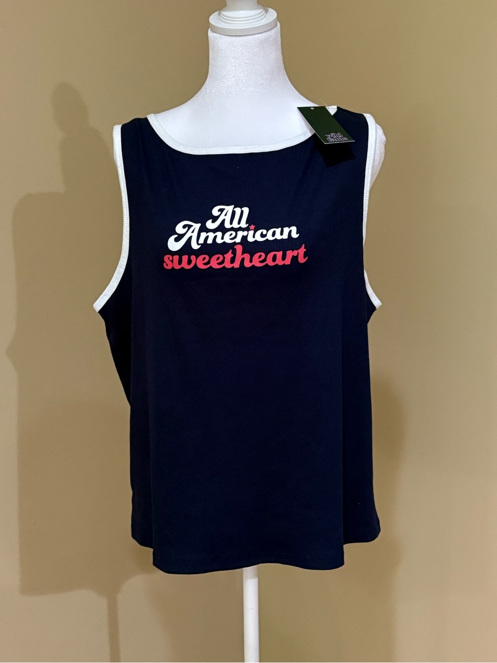 wild fable Navy Tank Top with White Trim and Red Script